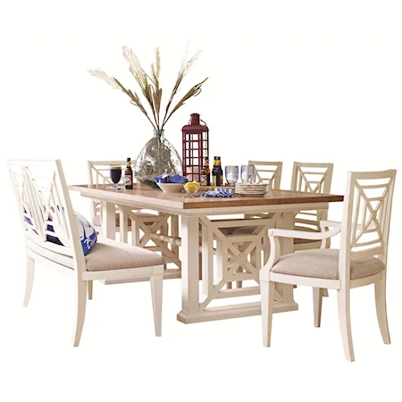 Trestle Dining Table and Chair Set with Classic Cottage Style for Cabins and Homes